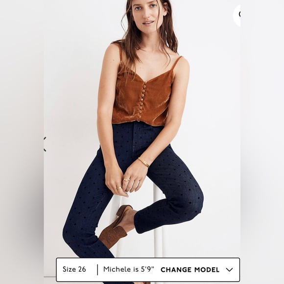 Madewell Denim - Madewell 9" Mid-Rise Skinny Jeans: Flocked Dots Edition size 24